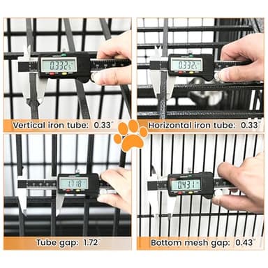 Homey Pet 43 Inch Dog Crate, Heavy Duty Stackable Dog Crate Cage Kennel for Medium Dogs with Divider, Bowls, 3 Door, Removable Grid & Tray, 4 Lockable Wheels, Breeding & Grooming Drop Cages for Dogs - Image 8