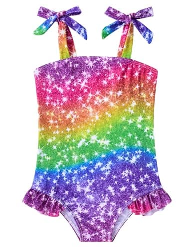 Vieille Girls Bathing Suit 4T Toddler Swimsuit for Girl 3T One Piece Ruffle Swimwear - Image 1