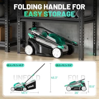 Litheli 20V 13" Cordless Lawn Mower, Electric Lawn Mowers for Garden, Yard and Farm, 5 Heights, with Brushless Motor, 4.0Ah Battery & Charger Included - Image 6