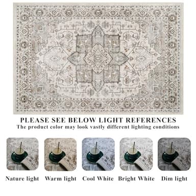 RUUGME 10x14 Area Rug Washable - Washable Lightweight Area Rug Stain Resistant Carpet Soft Rugs for Bedroom with Non Slip Backing Indoor Ultra-Thin Rugs Home Decor 10x14 Ivory - Image 8