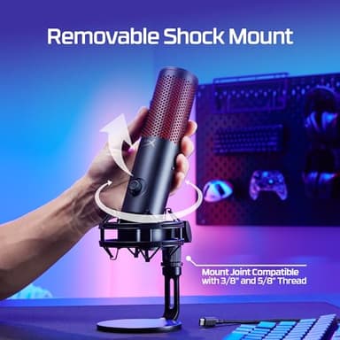 HyperX Quadcast 2 Frost – USB Microphone for Gaming, Streaming and Podcasting, with On-Board Controls, LED Lighting, Removable Shock Mount - Image 8