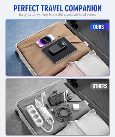 Portable-Charger-Power-Bank - 15000mAh Power Bank Supports PD 30W Fast Charging Built-in AC Wall Plug and 2 Output Cables with LED Display for iPhone iPad and Most Electronic Devices(Black) - Image 7