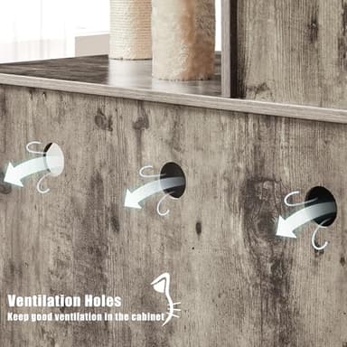 Yaheetech Litter Box Enclosure with Cat Tree, All-in-one Indoor Kitten House w/Scratching Posts, Wooden Cat Litter Box Furniture w/Kitty Condo, Platform, Greige/Beige - Image 7