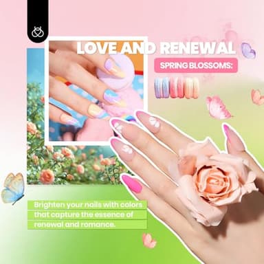 Beetles Gel Nail Polish Kit with U V Light - 68 Pcs Set 35 Colors Pink Glitter Nude Gray Gel Polish with Base Matte&Glossy Top Coat Vivid Seasons Gel Nail Set Nail Art Gift for Women & Girls - Image 3