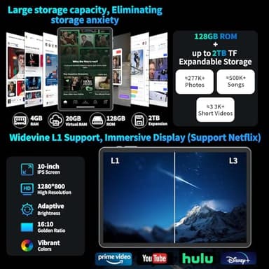 2025 Android 15 Tablet with Keyboard, 24GB+128GB+2TB Expand, 10.1 Inch Octa-Core 2-in-1 Tablets with 5G/2.4G WiFi, 8000mAh, BT5.0, GMS Certified, with Mouse, Case, Stylus, Split Screen(Black case) - Image 3