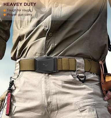 BULLIANT Tactical Belt for Men, Men Stretch Nylon Web Gift Belt 1.5"-Hiking Rigger Military Work-Quick Release(Wood Thrush,28"-32" Waist Adjustable) - Image 6
