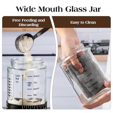 Sourdough Starter Kit,34oz Sourdough Starter Jar Glass with Sourdough Recipes Cookbook.Sourdough Bread Baking Supplies with Thermometer,Natural Wooden Lid, Anti-slip Mat,Sourdough Jar scraper (2 pack) - Image 3