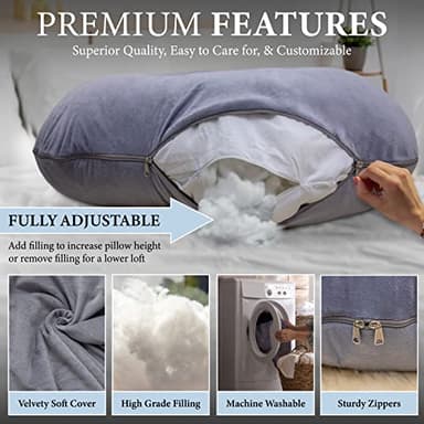 Pharmedoc Pregnancy Pillows, U-Shape Full Body Pillow -Removable Cover Jumbo Size - Grey - Pregnancy Pillows for Sleeping - Body Pillows for Adults, Maternity Pillow and Pregnancy Must Haves - Image 6