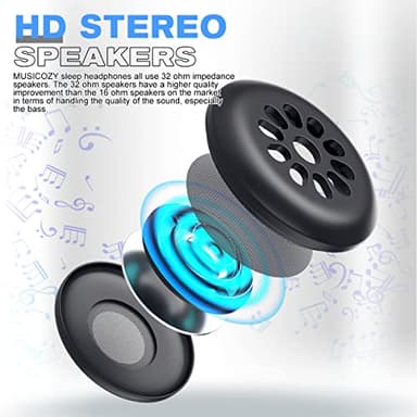 MUSICOZY Sleep Headphones, Bluetooth 5.4 Sleep Mask Headband Headphones Sleeping Eye Mask, Wireless Music Earbuds Earphones with HD Ultra-Thin Stereo Speakers for Side Sleepers Men Women - Image 5