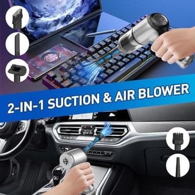 AHNR Handheld Car Vacuum Cleaner Cordless with Brushless Motor, 20000PA High Power Vacuum Cleaner & Air Duster, 3 in 1 Keyboard Portable Mini Hand Held Vacuums Cleaner for Car Home - Image 5