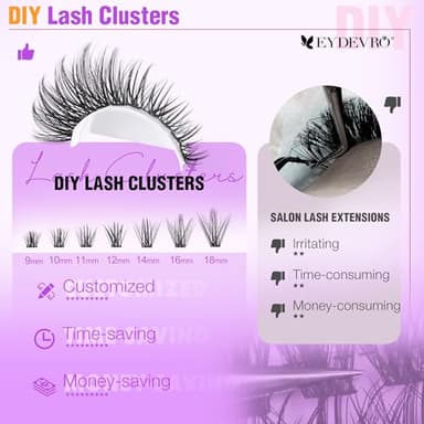 EYDEVRO Wispy Lash Clusters Natural Eyelash Clusters 9-18mm Cluster Eyelash Extensions CD Curvature 192 Pcs Manga Cluster Lashes Individual Lashes DIY Lash Extensions - Image 8