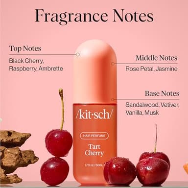 Kitsch Hair Perfume for Women - Tart Cherry | Clean, Deodorizing & Patented Odor-Eliminating Technology Hair Spray & Body Mist - Freshen Hair, Body & Pillows - Fruity Gourmand Scent & Vanilla - 50mL - Image 7