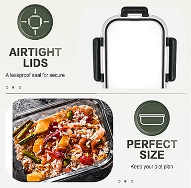 KOMUEE 10 Packs 30 oz Glass Meal Prep Containers,Glass Food Storage Containers with Lids,Airtight Lunch Bento Boxes,Microwave,Freezer and Dishwasher,Gray - Image 3