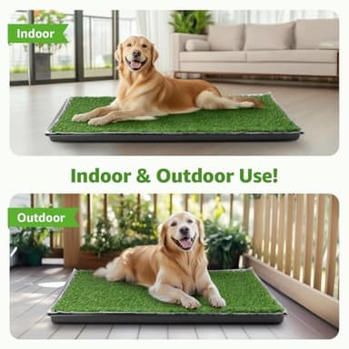 LOOBANI Dog Grass Pad with Tray - 35x23in Dog Litter Box with 2 Artificial Grass Patch + 2 Washable Pee Pads - Quickly Absorbency Indoor Outdoor Potty for Patio Balcony Apartment Use - Image 8