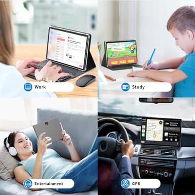 QDDQ Android Tablet with Keyboard, Android 14 Tablet, 12(6+6) GB+128GB, 1TB Expand, 2 in 1, Mouse, Stylus, 8000mAh Battery, 2.4G/5G WiFi, GPS, Certified, Black Case - Image 7