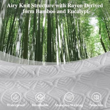 Twin Mattress Protector 2 Pack, Waterproof Mattress Pad Washable Rayon Mattress Cover Breathable Noiseless Bed Protector 3D Patterns 5" - 21'' Elastic Fitted Deep Pocket(Light Grey) - Image 6