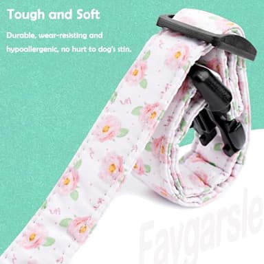 Faygarsle Floral Rose Patterned Cotton Dog Collar for Small, Medium, Large Boys Girls Dogs S - Image 3