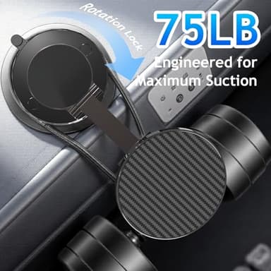 NZKEEYZI Phone Holders for Your car, Compatible with MagSafe, Ultra Vacuum Suction Cup Mount, 360° Rotation, Car Phone Holder Compatible with All Models, Carbon Fiber Coffee - Image 7