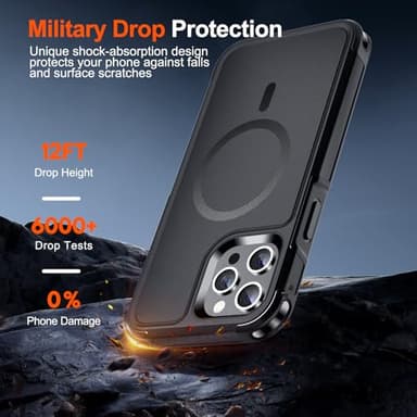 SUPFINE Magnetic for iPhone 12 Pro Max Case, [Compatible with MagSafe][10 FT Military Grade Drop Protection] [Dual Layer Structure Protection] Heavy Duty Full-Body Shockproof Phone Case, Black - Image 4