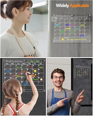 Magnetic Acrylic Calendar for Fridge,2 Pack 11"x15" Clear Fridge Calendar Dry Erase Magnetic Planning Boards Set for Refrigerator with 8 Colorful Highlight Markers - Image 8