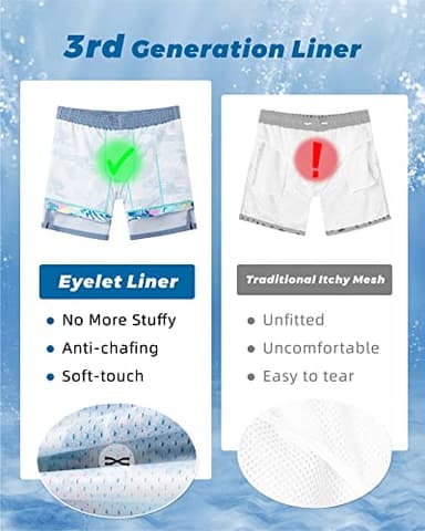 SURF CUZ Mens Swim Trunks with Compression Liner Quick Dry Swim Shorts 7" Swimming Trunks Stretch Zipper Pockets Haze Blue Large - Image 7