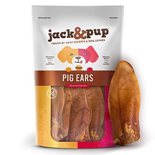 Jack&Pup Natural Half Pig Ears for Dogs Large, Pigs Ears for Dogs - Premium Dog Ear Treat - Dog Chew Treats for Large and Small Breeds (30 Pack) - Image 1