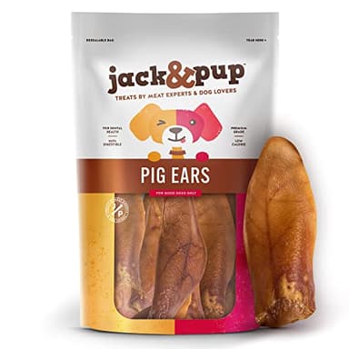 Jack&Pup Natural Half Pig Ears for Dogs Large, Pigs Ears for Dogs - Premium Dog Ear Treat - Dog Chew Treats for Large and Small Breeds (30 Pack) - Image 1