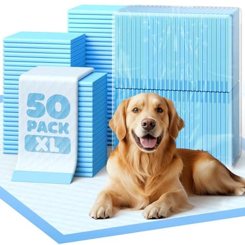 50-Pack X-Larg Puppy Pads - 34" x 28" Extra Large Pee Pads for Dogs with 6-Layer Leakproof Protection, Quick-Dry and Disposable Dog Pads with High Absorbency for Easy Potty Training - Image 1