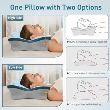 Cervical Pillow for Neck Pain Relief - Ergonomic Neck Pillow for Sleeping Contour Memory Foam Pillows with Cooling Pillowcase, Orthopedic Bed Pillow for Side Back Stomach Sleepers - Image 6