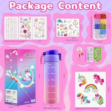 Gifts for Girls 4-12, Decorate Your Own Water Bottle Kits for Girls, Unicorn Diamond Painting Toys & Friendship Bracelet Kit, Fun Arts Crafts for Kids Ages 4-6-8-10, Birthday Gifts Toys for Kids - Image 6
