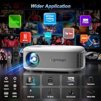 15000 Lumens Outdoor Movie Projector - Native 1080P HD Portable Projector with WiFi 6/Bluetooth 5.2, Compatible with iPhone, Android, Fire Stick, PS5, Xbox(USB-C Cable) ±15° Keystone - Image 5