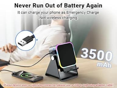 Induction Speaker with Phone Stand 5 in 1 Wireless Induction Bluetooth Audio for iPhone Android Phone Speakers Amplifier with Rechargeable Colorful Light, Birthday Gifts for Men Women Teens (Black) - Image 6