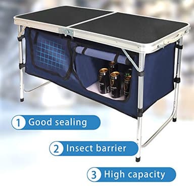 HYMnature Folding Camping Table with Storage Compartment Aluminum Lightweight Camp Kitchen Table Height Adjustable Indoor/Outdoor Table Perfect for Tailgating, Backyards, BBQ,Picnic, Black - Image 3