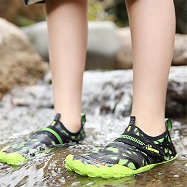 UBFEN Water Shoes for Kids Boys Girls Aqua Socks Barefoot Beach Sports Swim Pool Quick Dry Lightweight Toddler Little Big Kid A Green 5 Big Kid - Image 4