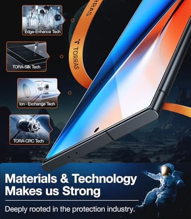 TORRAS Top-Notch Aerospace Glass for Samsung Galaxy S24 Ultra Screen Protector [12Ft Military-Grade Shatterproof] Anti-Scratch Tempered Glass Full Coverage Fit Screen Protector S24 Ultra 6.8" 2-Pack - Image 2