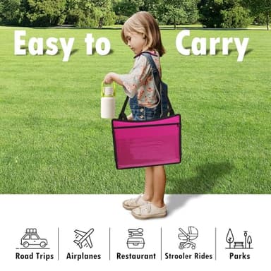 WENRENER Kids Travel Tray, Travel Tray For Kids Car Seat, Toddler Road Trip Essentials With Drawing Kit, Carseat Tray For Kids Travel, Travel Activities Road Trip Must Haves For Kids (Pink) - Image 8