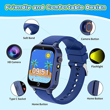 Cosjoype Upgrade Kids Smart Watch for Kids with 26 Puzzle Games HD Camera Video MP3 Player Habit Tracking Pedometer Flashlight 12/24hr Kid Watches Gift for 4-12 Year Old Boys Toys for Kid - Image 2