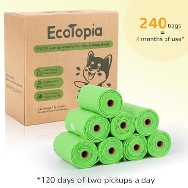 Tear-Free Biodegradable Poop Bags for Dogs,240 Compostable Dog Waste Bags Rolls,Eco-Friendly,Extra Thick,Leakproof,Unscented,Plant-based,ASTM D6400 & EN 13432 Compliant,Dark Green - Image 6
