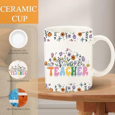 DHQH Teacher Appreciation Gifts for Women, Mother‘s Day Gifts Ideas from Coworker Funny 11oz Teacher Coffee Mug Socks Thank You Box Set for New Teachers - Image 3