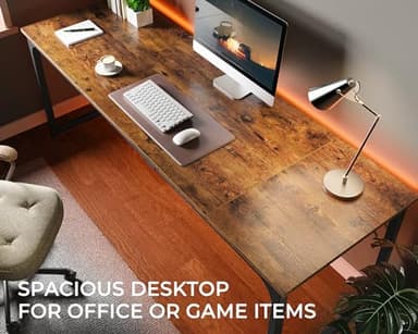 Huuger Computer Desk, 80 Inch Office Desk, Gaming Desk with Storage, Writing Desk Work Desk for Home Office, Study, Long Simple Desk, Large Legroom, Metal Frame, Rustic Brown - Image 5