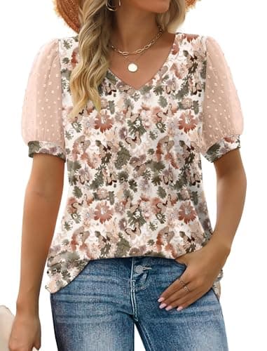 Aokosor Shirts for Women Dressy Casual Work Trendy Summer Tee Tops Butterfly Printed 2XL - Image 1