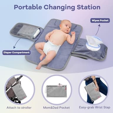 RUVALINO Diaper Bag Backpack, Multifunction Travel Pack Maternity Baby Changing Bags, Large Capacity, Waterproof, Gray - Image 8