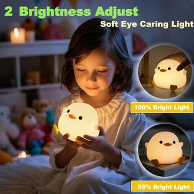 DREAMING MY DREAM Cute Duck Lamp,Do Do Duck Night Light,Silicone Squishy Nursery Bedside Lamp,USB Rechargeable Touch Table Lampfor Bedrooms, Living Room Decor Gift Toy - Image 4