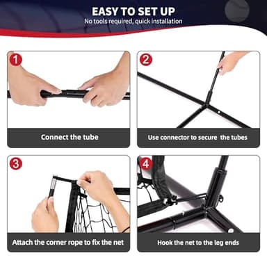 BAGAIL 7x7 ft Baseball & Softball Practice Net with Bow Frame for Batting, Hitting, Pitching, Portable Baseball Throwing Net with 2 Strike Zone Batting Tee, Carry Bag, Great for All Levels - Image 4