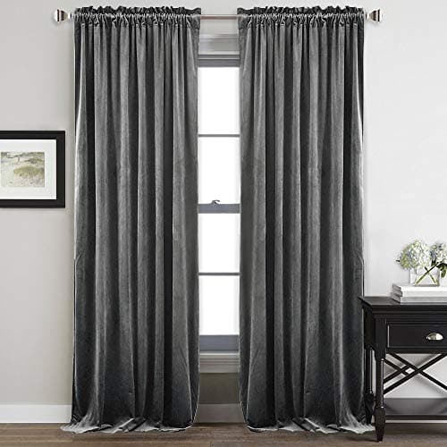 StangH Velvet Curtains 108 inches Long - Heavy-Duty Blackout Velvet Drapes Heat & Chill Resistant Window Panels for Villa/Patio Door, Grey, 52 by 108-inches, 2 Pcs - Image 1