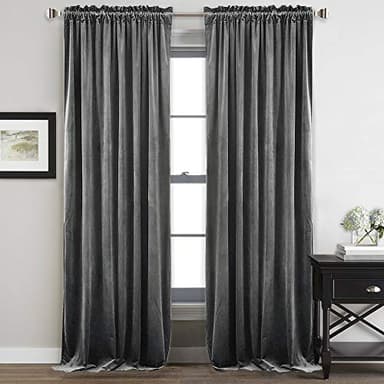 StangH Velvet Curtains 108 inches Long - Heavy-Duty Blackout Velvet Drapes Heat & Chill Resistant Window Panels for Villa/Patio Door, Grey, 52 by 108-inches, 2 Pcs - Image 1