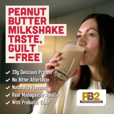PB2 Performance Peanut Plant Based Vegan Protein Powder | 20g Complete Protein, No Added Sugar, Prebiotic Fiber | Dairy Free, Certified Vegan, Non-GMO, Gluten Free [Peanut w/Madagascar Vanilla, 2LB] - Image 5