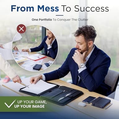 STYLIO Zipper Padfolio Portfolio Binder Organizer | Faux Leather Portfolio for Resume, Documents, Phone, Tablet, Business Supplies and Cards | Notebook Organizer with Letter Sized Notepad Included - Image 8