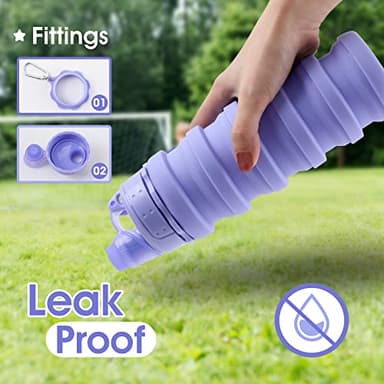 MAKERSLAND Collapsible Water Bottle for Adults, Boys, Students, Kids, Reusable Silicone Foldable Water Bottles for Travel Camping Hiking, Portable Sports Water Bottle, Purple - Image 4