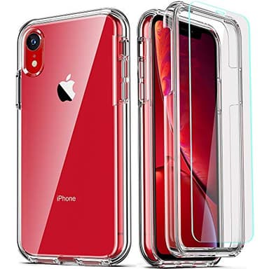 COOLQO Compatible for iPhone XR Case with Screen Protector, Clear - Image 1